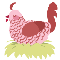 Azalea, a rose and red chicken with a lace pattern