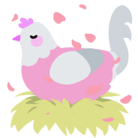 A pink and mist chicken with a head pattern