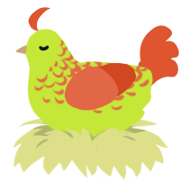 (unnamed), a lime and vermilion chicken with a half-lace pattern