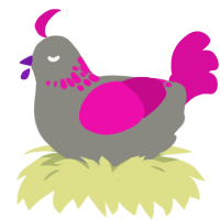 A ash and fuchsia chicken with a neck-speckle pattern