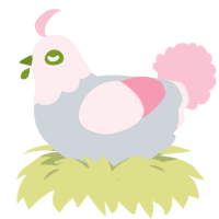 A mist and rose chicken with a head pattern