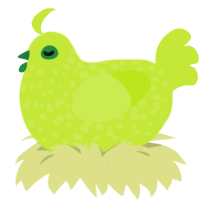 A lime chicken with a speckle pattern