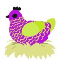 A amethyst and lime chicken with a lace pattern