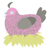 A pink and ash chicken with a double-lace pattern