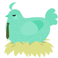 A mint chicken with a double-lace pattern