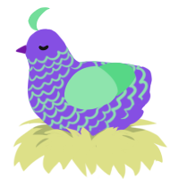 A blurple and spring chicken with a lace pattern