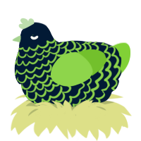 A tumblr and grass chicken with a lace pattern