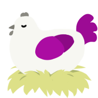 A white and plum chicken