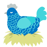 Cascade, a sapphire and aqua chicken with a lace pattern