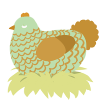 Synew, a gluppy and gold chicken with a lace pattern