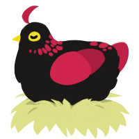 A sable and crimson chicken with a neck-speckle pattern