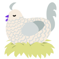 A cream and silver chicken with a lace pattern