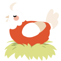 A vermilion and cream chicken with a head pattern