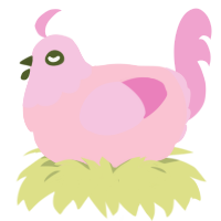 Bubblegum, a rose and pink chicken with a head pattern