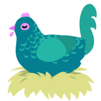 A sea and turquoise chicken with a half-lace pattern