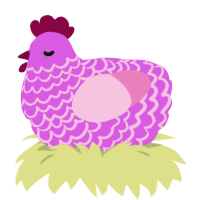 A orchid and pink chicken with a lace pattern