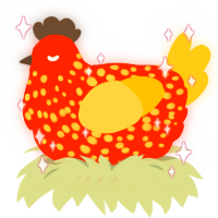 The Sun, a vermilion and honey chicken with a speckle pattern