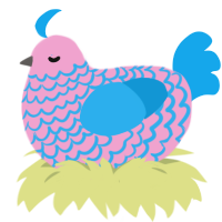 A pink and sky chicken with a lace pattern