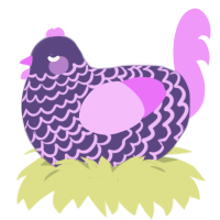 A overcast and lavender chicken with a lace pattern
