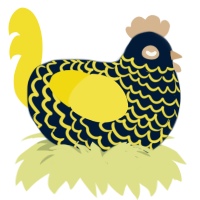 A tumblr and yellow chicken with a lace pattern