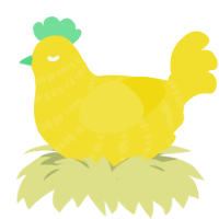 A yellow chicken with a bar pattern