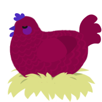 A maroon chicken with a lace pattern