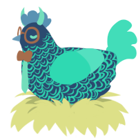 Embroidery, a beige and crimson chicken with a double-lace pattern