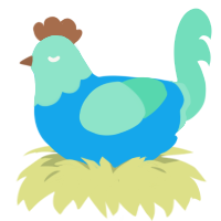 A sky and mint chicken with a head pattern