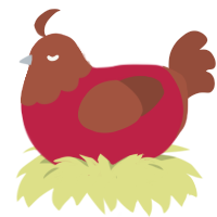 A crimson and russet chicken with a head pattern
