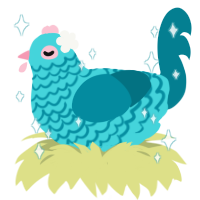 A aqua and sea chicken with a lace pattern