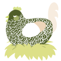 A olive and cream chicken with a double-lace pattern