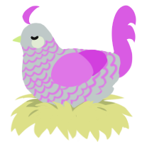 Ericthonius, a silver and orchid chicken with a lace pattern