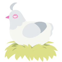 A white and mist chicken with a head pattern
