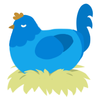 Bluey, a sky and sapphire chicken with a head pattern
