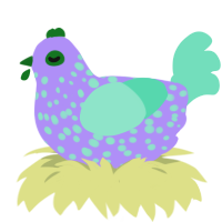 A lilac and mint chicken with a speckle pattern