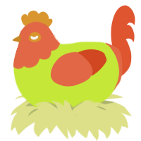 (unnamed), a lime and vermilion chicken with a head pattern