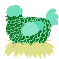 A leaf and mint chicken with a lace pattern