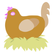 baguette, a gold and beige chicken