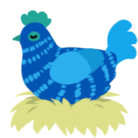 Guy who does Therapy, a ultramarine and sky chicken with a bar pattern