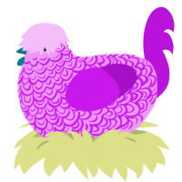A lavender and amethyst chicken with a double-lace pattern