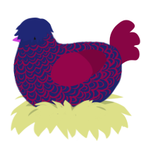 A navy and maroon chicken with a double-lace pattern