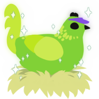A grass and lime chicken with a neck-speckle pattern