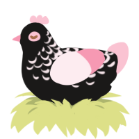 Millicent, a sable and rose chicken with a half-lace pattern