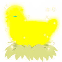 A yellow chicken with a neck-speckle pattern