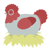 A silver and red chicken with a head pattern