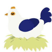 海岸, a white and navy chicken