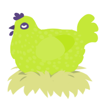 A lime chicken with a speckle pattern