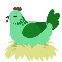 A spring and leaf chicken with a neck-speckle pattern
