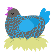 A grey and sky chicken with a lace pattern