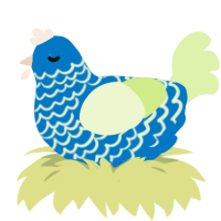 A sapphire and apple chicken with a lace pattern